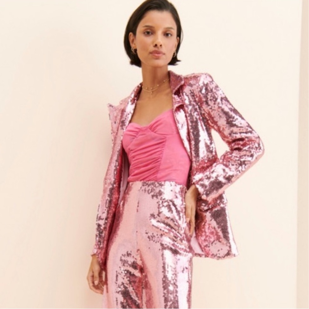 Sister Jane Recital Blazer In Pink Sequin - Picture 1 of 6